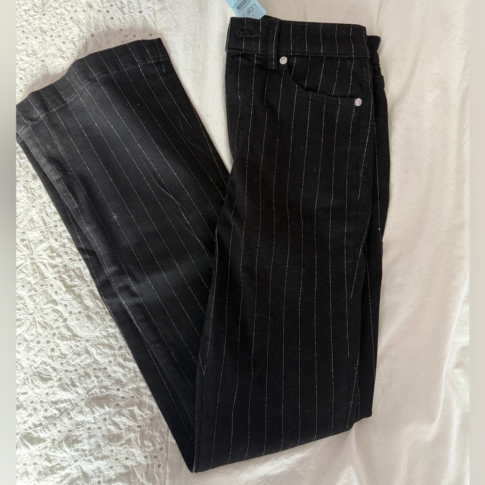 LOFT Black Pants Jeans with Silver stripes